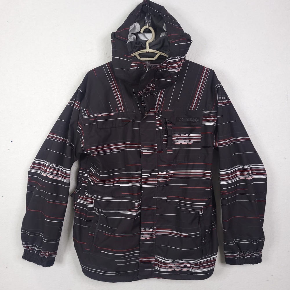 686 Snowboard Jacket Mens L Black Red Smarty Michael Akira West Ski Coat